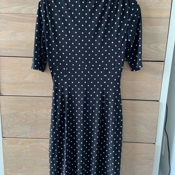 Ralph Lauren Black and White Polka Dot Midi Dress - Picture 4 of 6